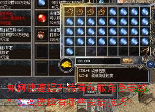 如何快速提升传奇私服角色等级?装备选择有哪些关键技巧? 如何快速提升传奇私服角色等级?装备选择有哪些关键技巧?