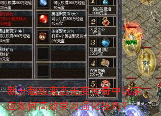 新开超级变态光变传奇中玩家应如何高效学习强化技巧? 新开超级变态光变传奇中玩家应如何高效学习强化技巧?